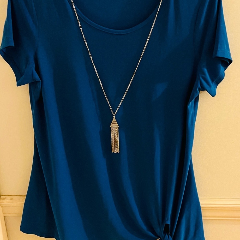 Star Vixen Women's Petite Short Sleeve Classic Tiefront Smooth Knit Top